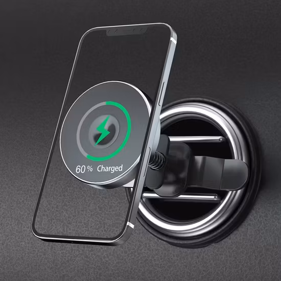 360 Degree Rotation Foldable Qi Metal Fast Wireless Car Charger